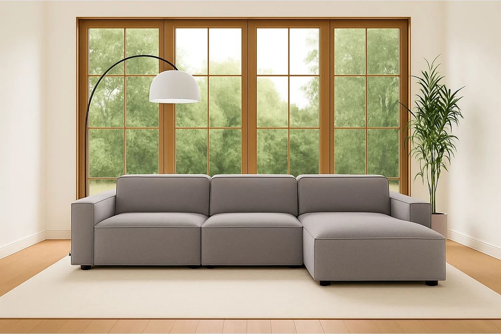 Narożnik w kształcie L Cursal, tkanina Salvador, Szary, Prawy