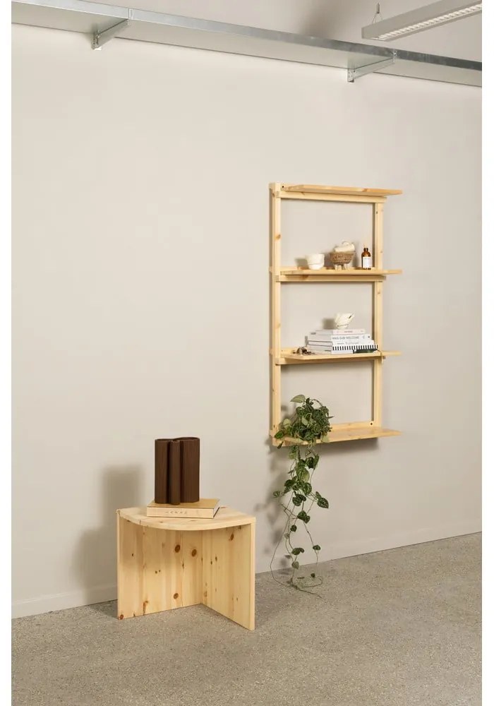 Regał ścienny z litego drewna sosnowego w naturalnym kolorze 66x127 cm Groove – Karup Design
