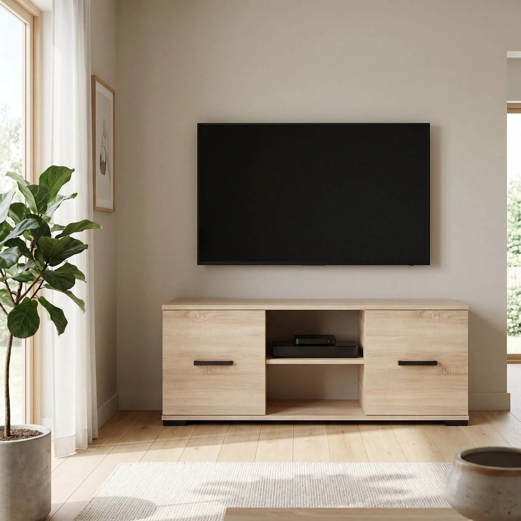 Szafka RTV stojąca ALBANO 122 cm do Salonu pod Telewizor - Dąb sonoma
