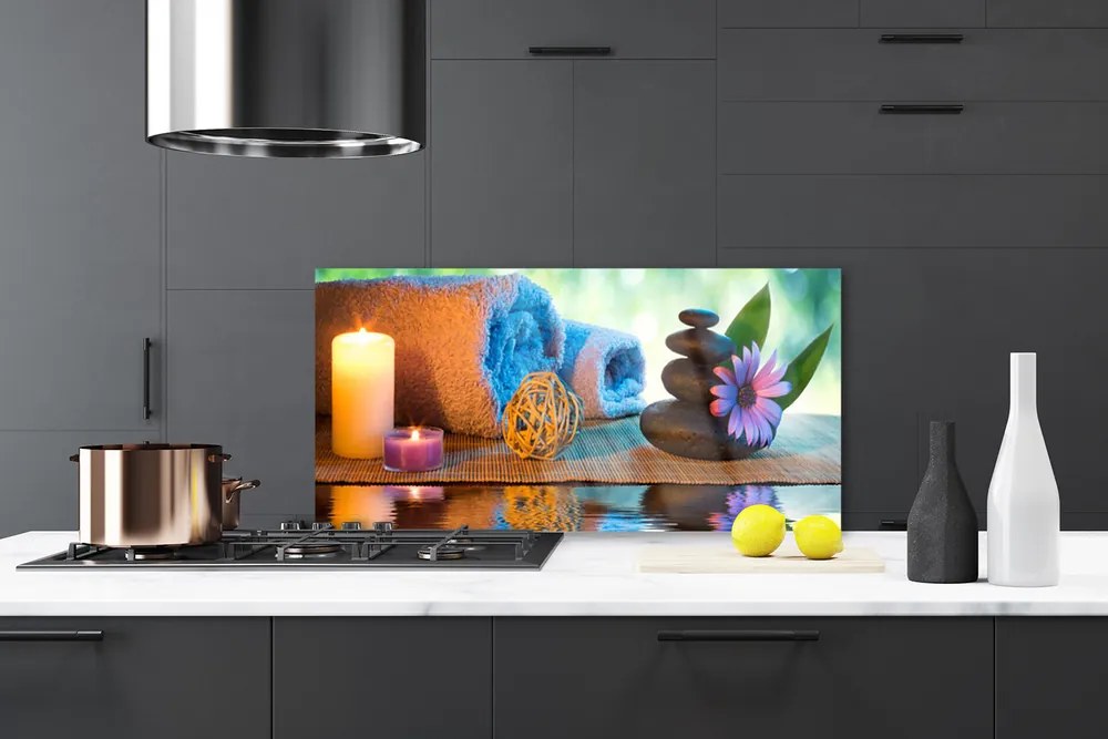 Panel Szklany Atmosfera Spa: Świece i Kwiaty