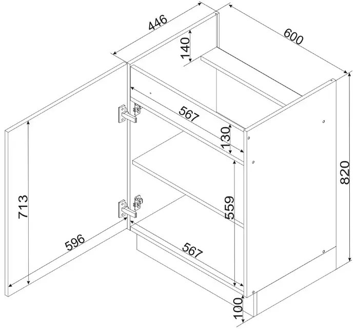 Szafka pod płytę grzewczą 60 cm biały + dąb artisan L7-Z17
