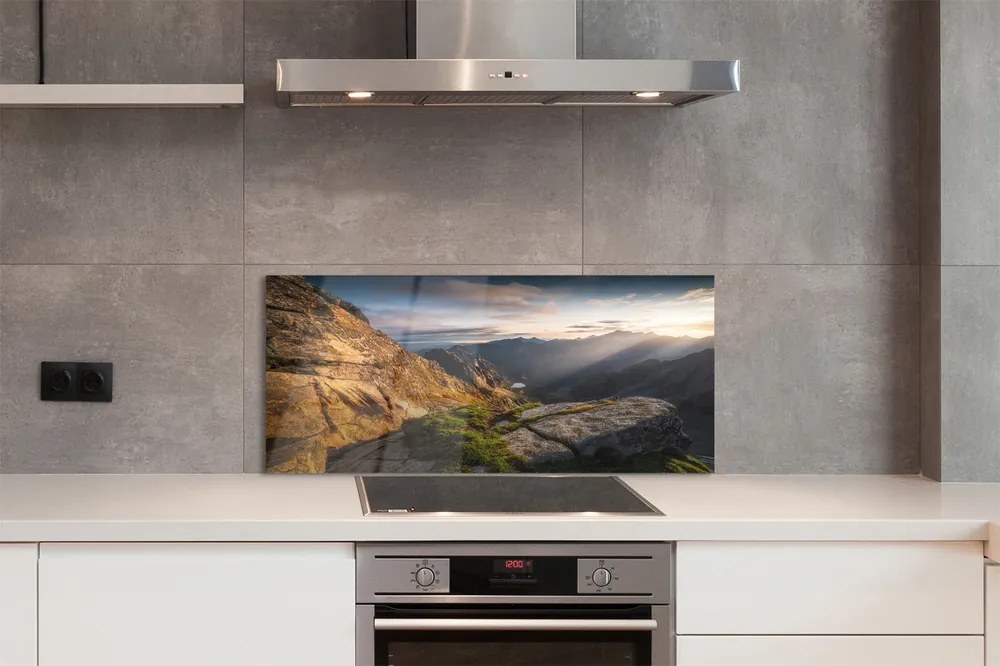 Panel szklany do Kuchni Wschód Słońca nad Granią