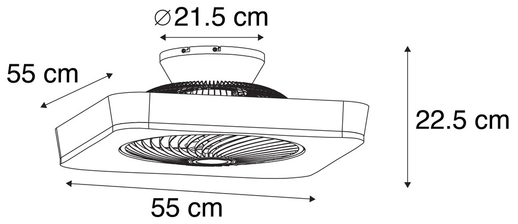 Sufitowy wentylator kwadratowy czarny z wbudowanym ściemnianym LED - ClimoDesignerski Oswietlenie wewnetrzne