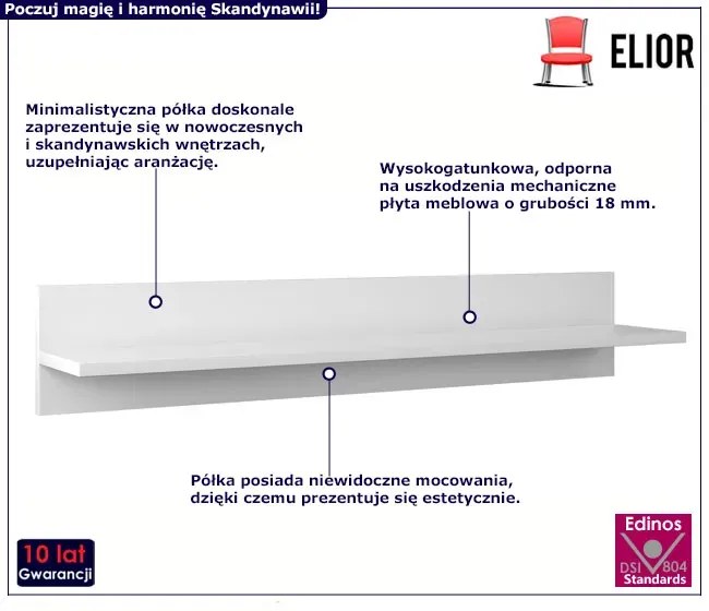 Biała skandynawska półka ścienna - Tida 12X