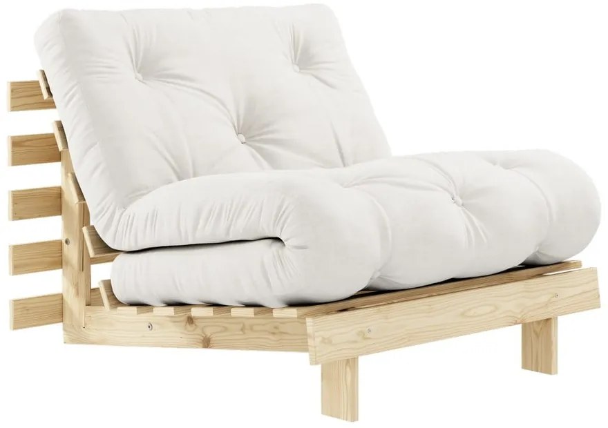 Fotel rozkładany z lnianym obiciem Karup Design Roots Raw/Natural