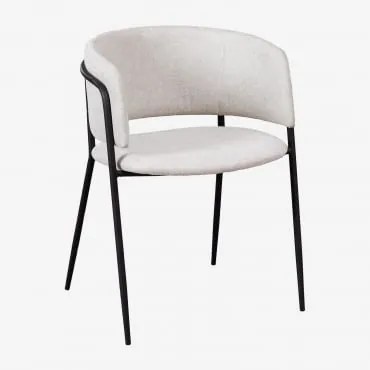 Zestaw 2 Krzeseł Tapicerowanych Nalon Czarny & Tkaniny Distressed White & Tkaniny - Sklum