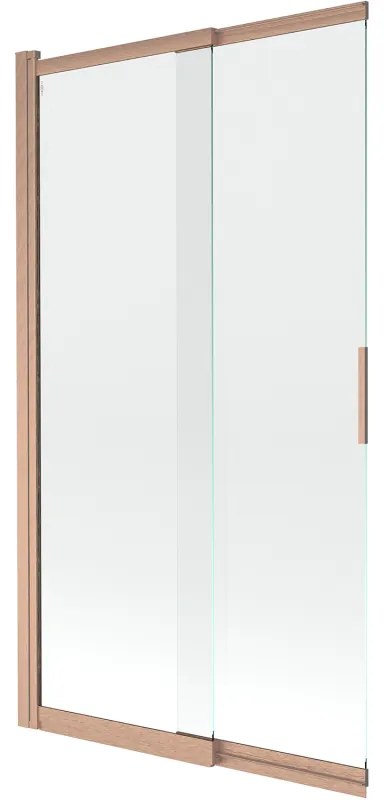 Mexen Fox parawan nawannowy 2-skrzydłowy przesuwny 100 x 150 cm, transparent, miedź szczotkowana - 891-100-002-65-00