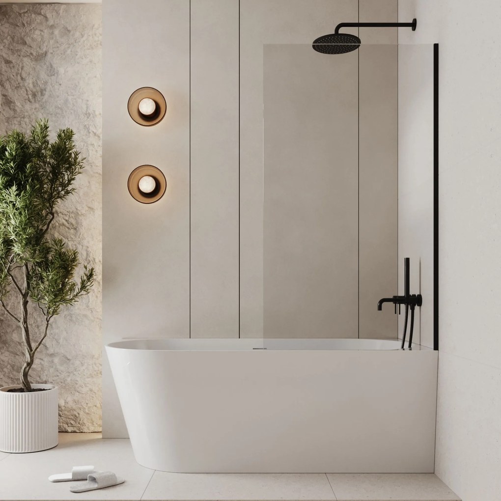 Parawan nawannowy prostokątny MOLIS Classic Clear szkło transparentne | Różne rozmiary : Kolor profili kabiny - czarny, Rozmiar - 80x140 cm