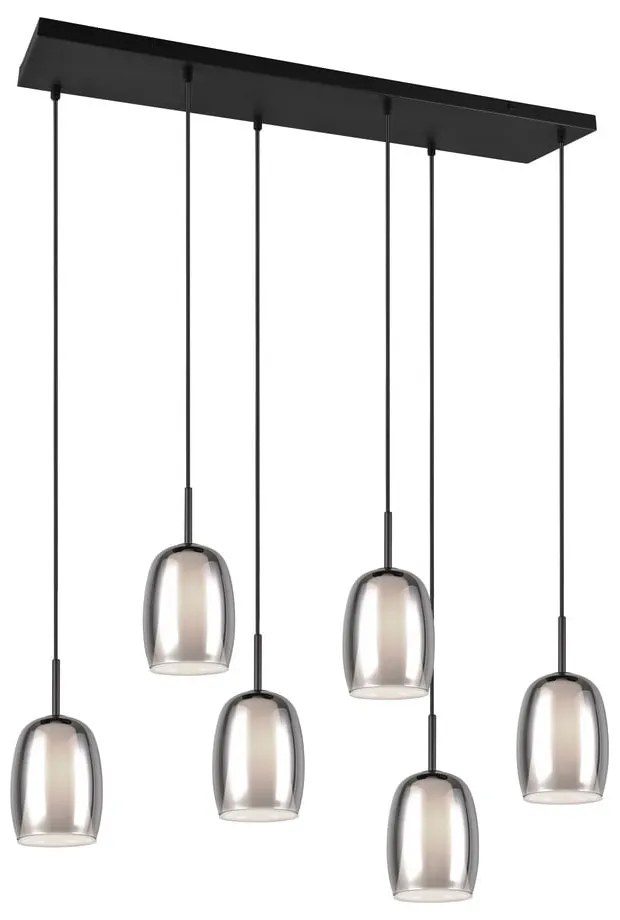 Lampa wisząca w czarno-srebrnym kolorze ze szklanym kloszem Barret – Trio Select