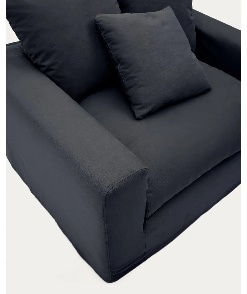 Antracytowy lniany fotel Nora – Kave Home