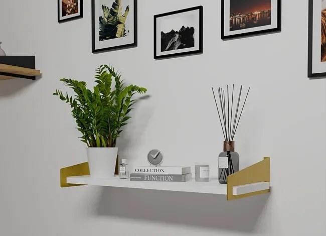 Wisząca półka w stylu glamour złoty + biały - Mizu 5X