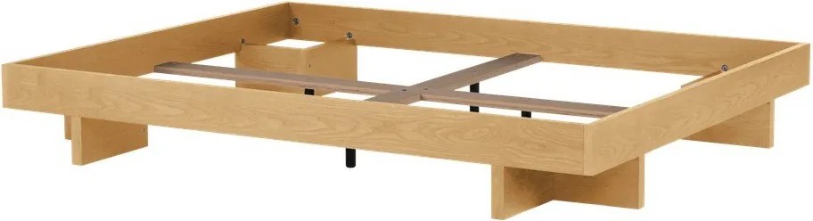 Łóżko dwuosobowe z płyty MDF w dekorze dębu bez zagłówka ze stelażem 180x200 cm w naturalnym kolorze Kito – noo.ma