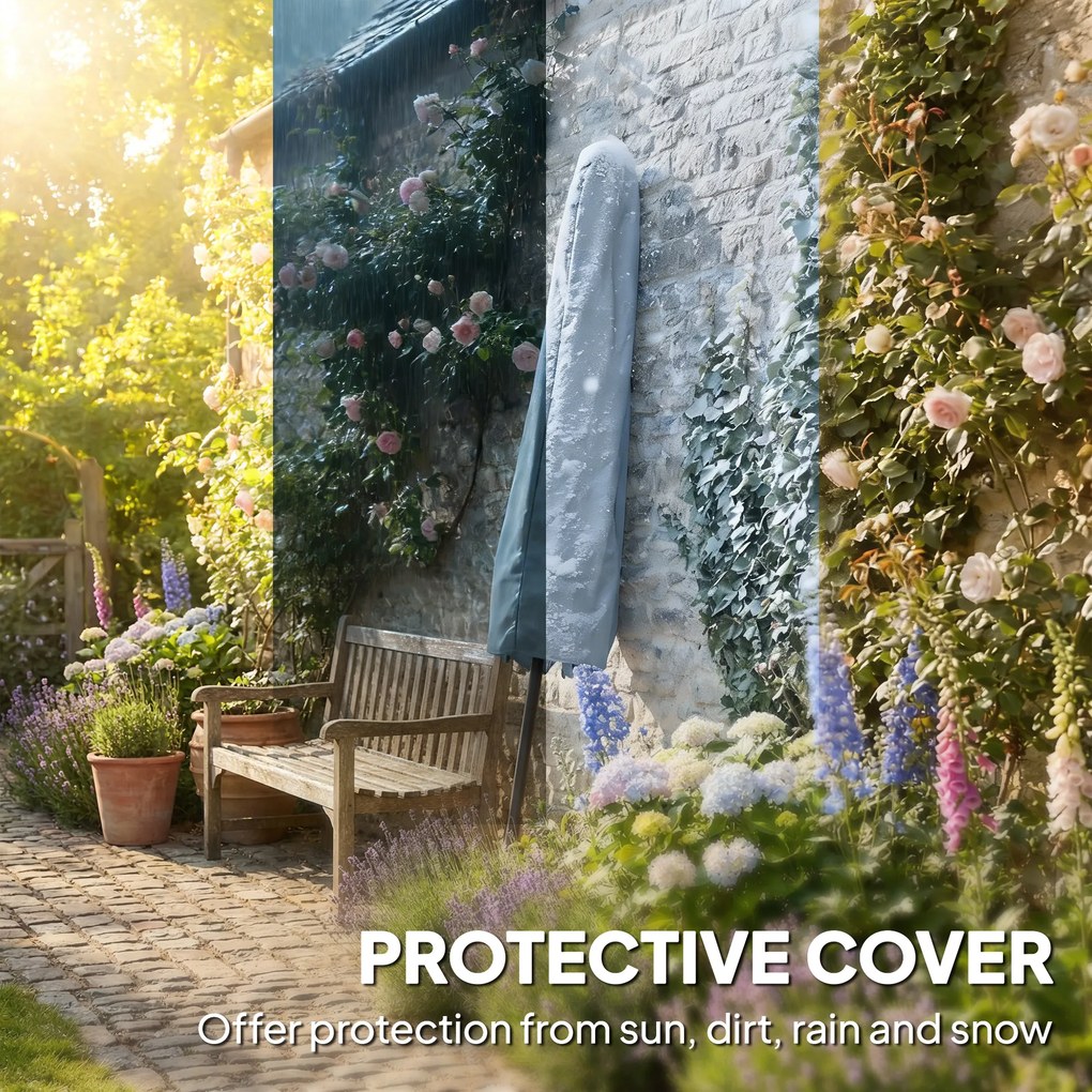 Outsunny 3-metrowy parasol ogrodowy z pokrowcem, z funkcją przechyłu i korbą, wentylacja, szary | Aosom PL