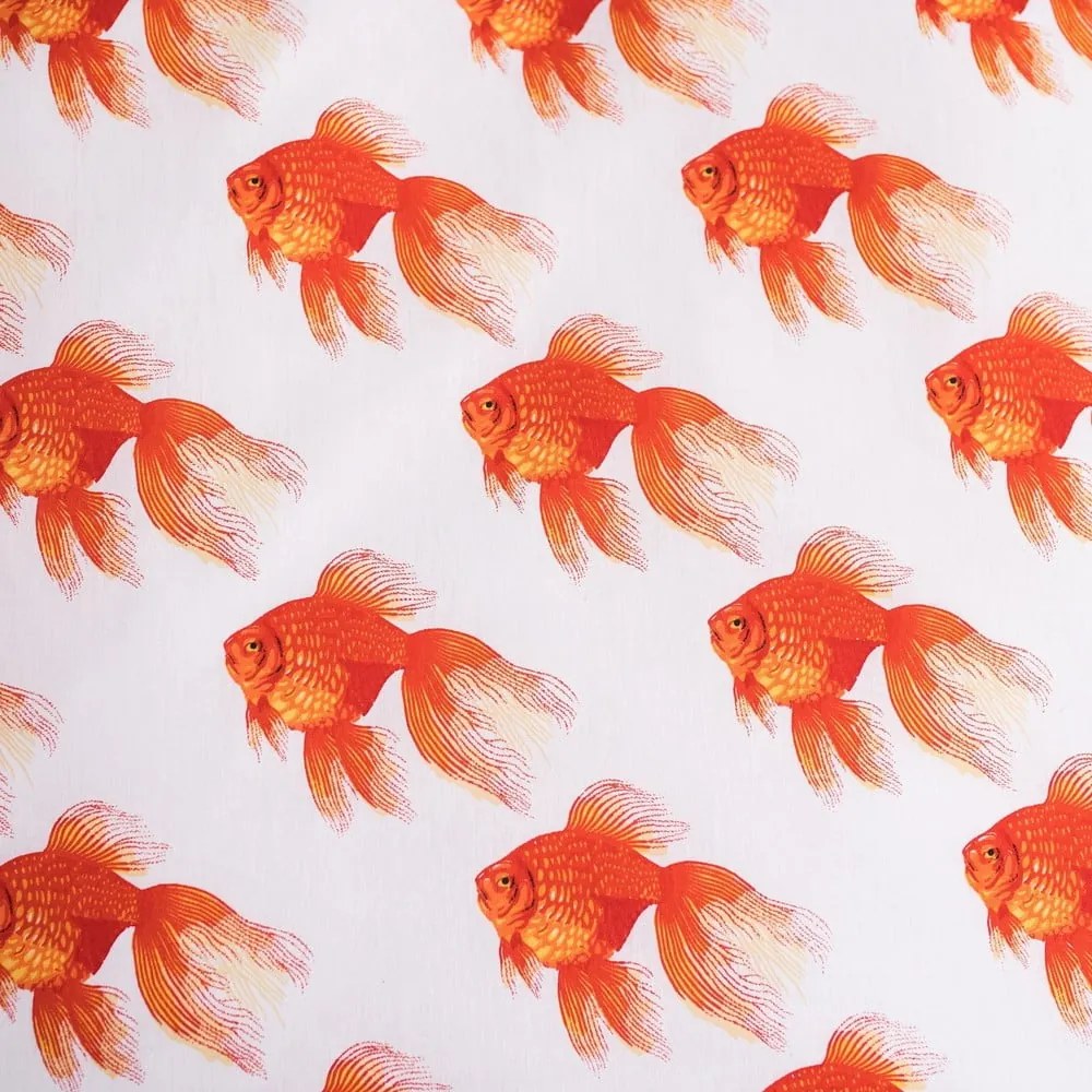Biało-pomarańczowa bawełniana pościel dziecięca jednoosobowa 140x200 cm Goldfish – Jerry Fabrics