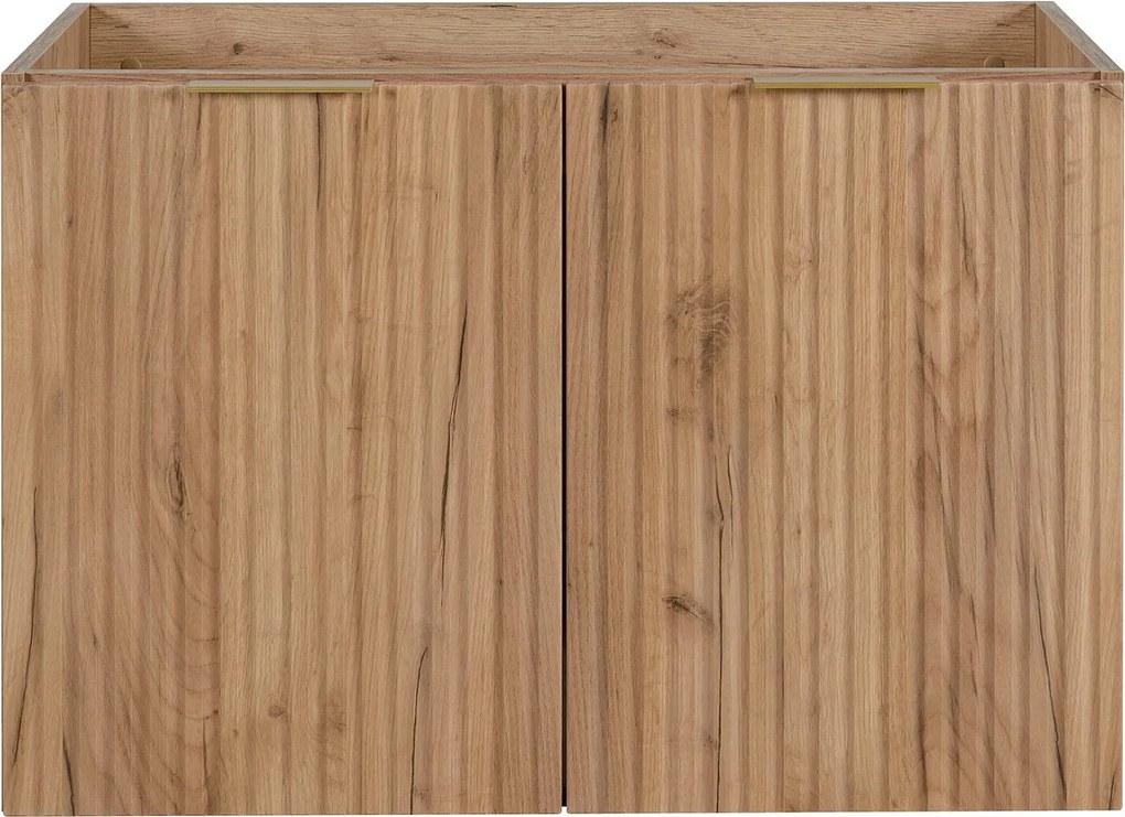 Szafka łazienkowa z drzwiami, Dąb Craft + złoty uchwyt, 80 x 57 x 46 cm