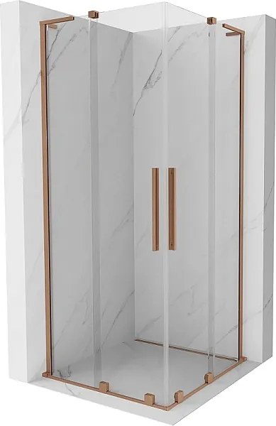 Mexen Velar L Duo kabina prysznicowa rozsuwana 100 x 100 cm, transparent, miedź szczotkowana - 871-100-100-02-03-65