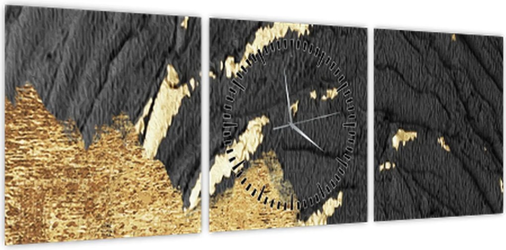 Obraz - Złota struktura N⁰1 (z zegarem) (90x30 cm)