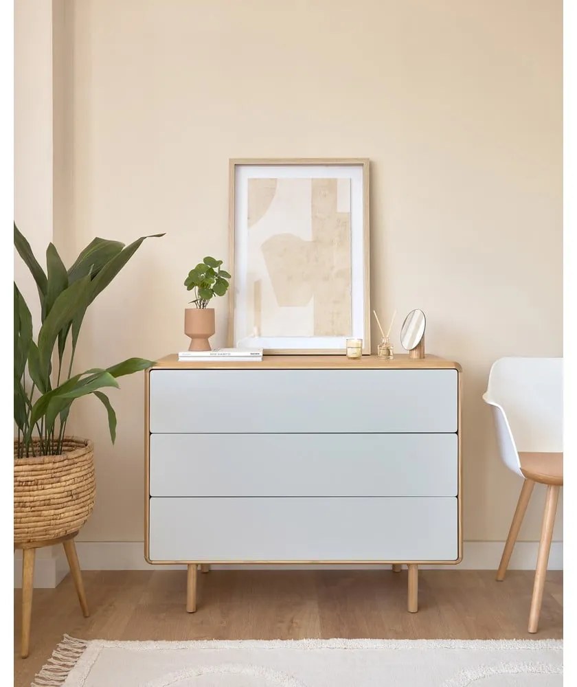 Szaro-naturalna komoda w dekorze jesionu 99x78,5x42 cm Anielle – Kave Home