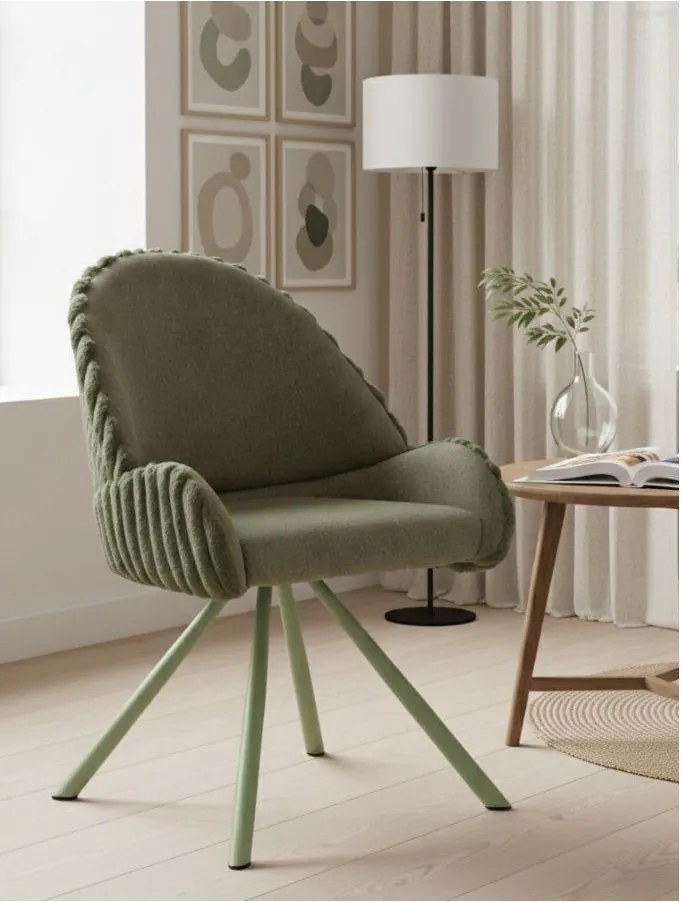 Zielone tapicerowane fotele jadalniane zestaw z podłokietnikami 2 szt. Stockholm – Mauro Ferretti