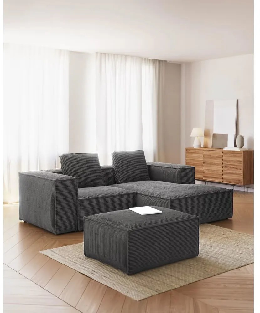 Szary sztruksowy narożnik (prawostronny) Blok – Kave Home