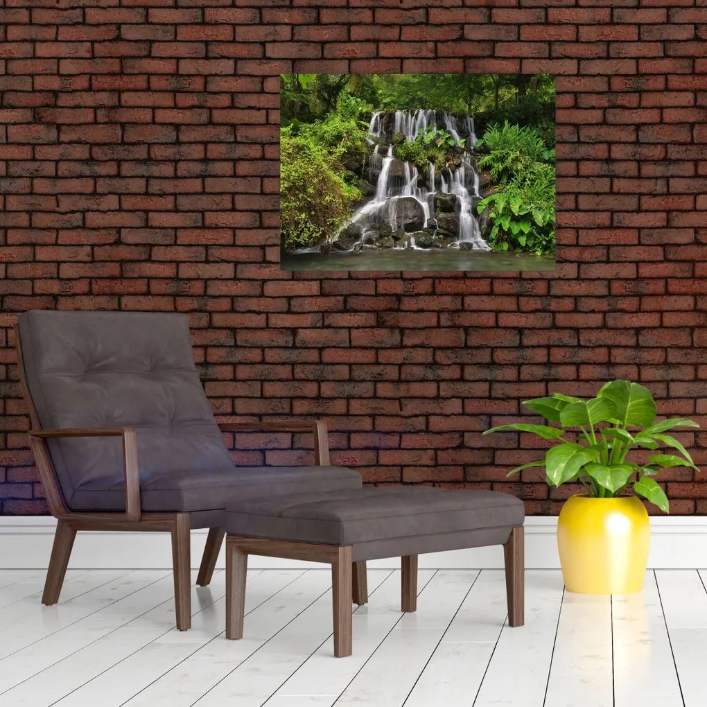 Obraz wodospadów w tropikalnym lesie (70x50 cm)