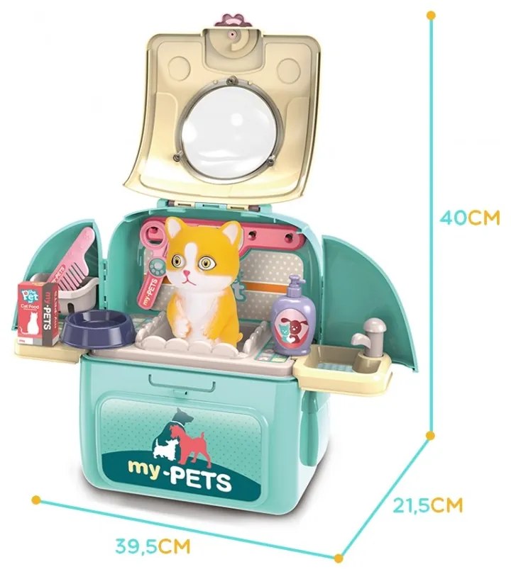 Woopie kotek przenośny salon piękoności 2w1 w plecaku transporter
