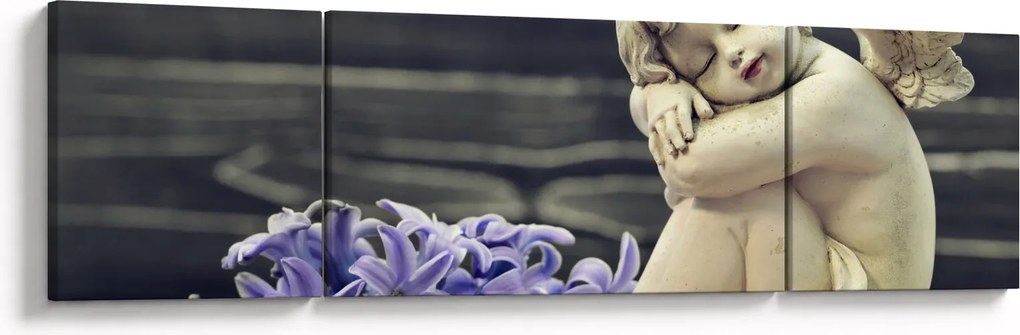 Obraz anioła z kwiatem (170x50 cm)