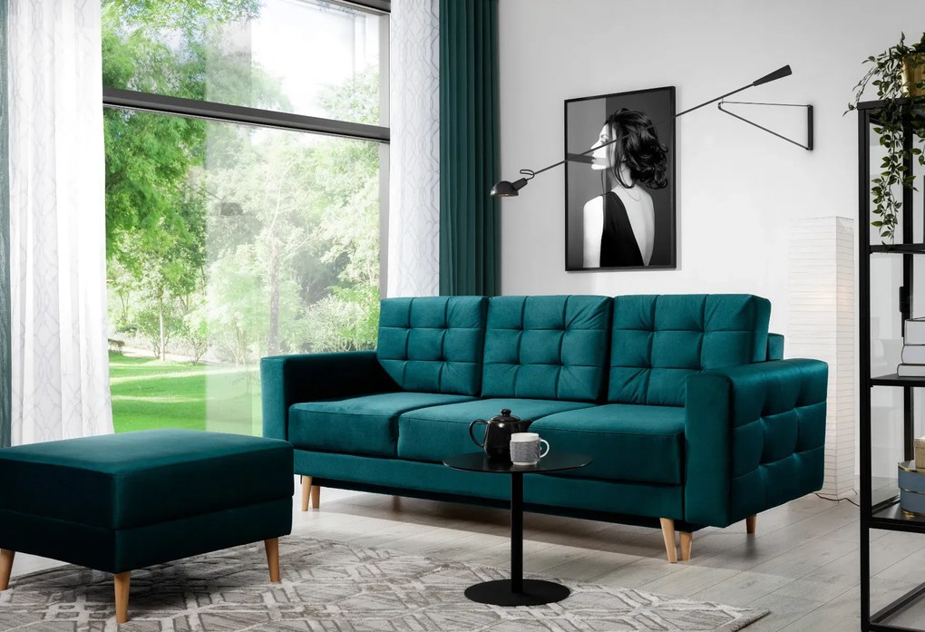 Sofa rozkładana z funkcją spania ASGARD VELVET zielona ELTAP