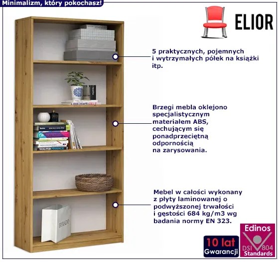 Regał Z 5 Półkami Dąb Artisan G6-S80