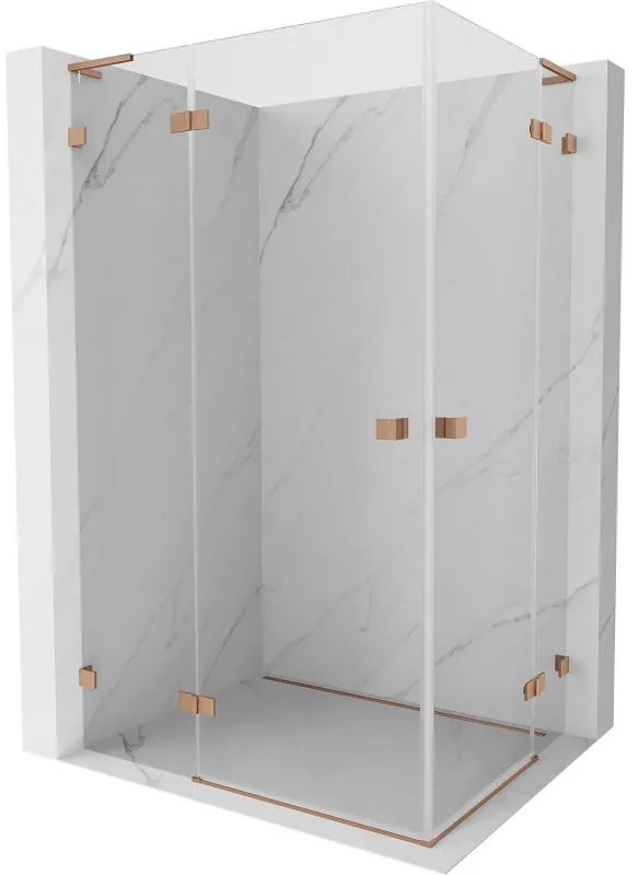 Mexen Lunar L Duo kabina prysznicowa uchylna lewa 115 x 80 cm, transparent, miedź szczotkowana - 834L-115L-080P-65-00