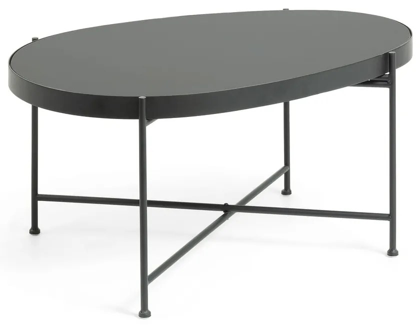 Czarny stolik ze szklanym blatem 55x82 cm Marlet – Kave Home