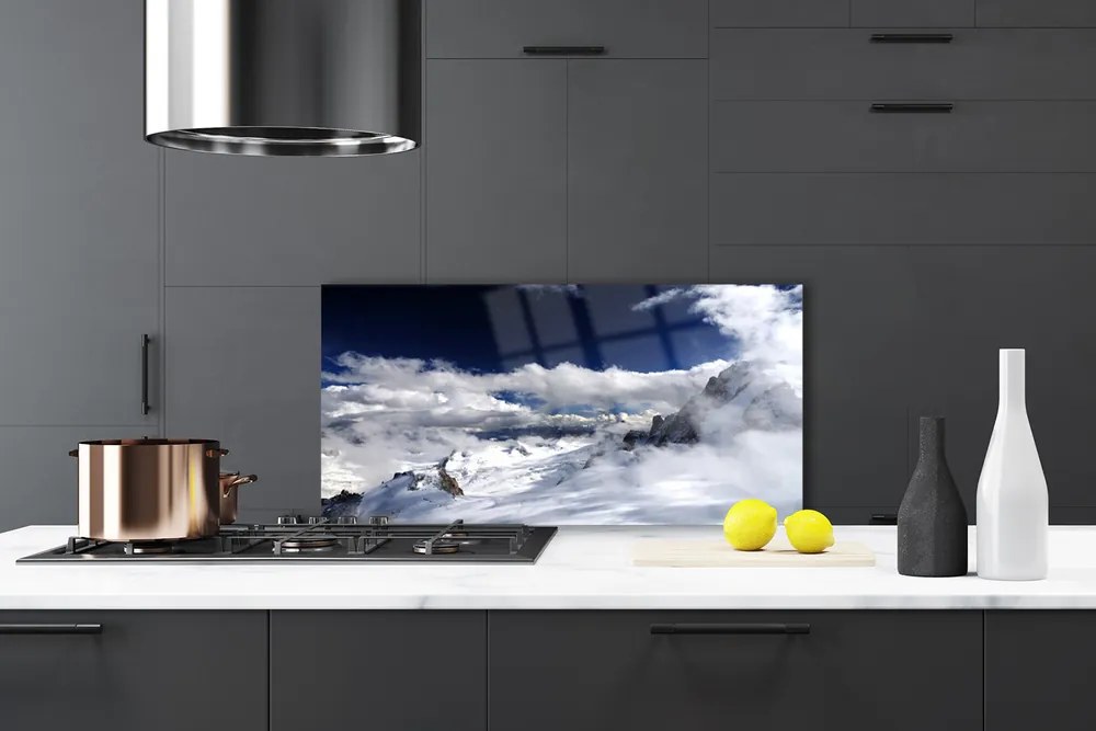 Szkło do Kuchni na Ścianę Majestatyczny Szczyt W Chmurach