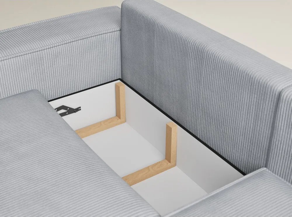 Szary sztruksowy rozkładany/ze schowkiem narożnik (prawostronny/w kształcie litery L) Tonga – Maison de Rêve