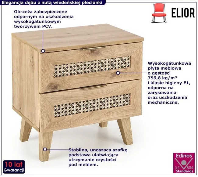 Szafka rustykalna nocna z szufladami N8-F98