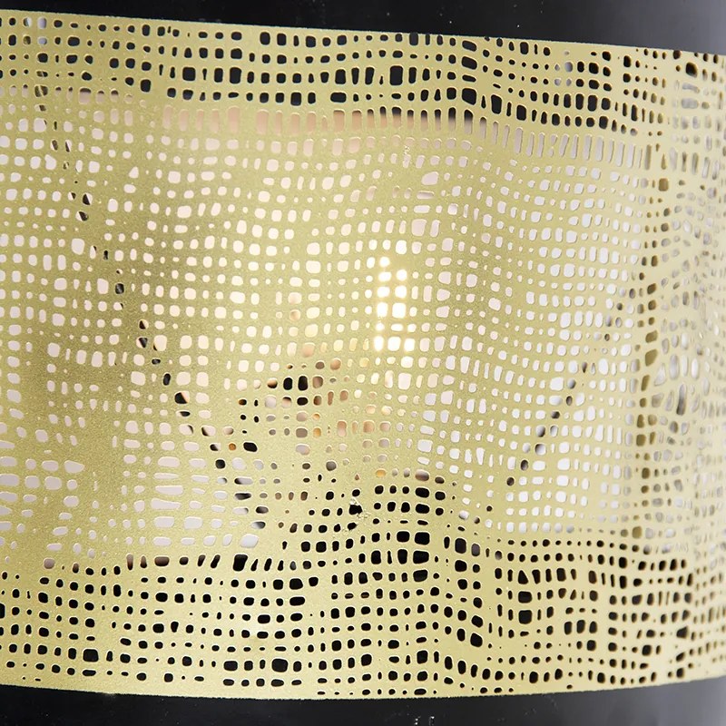 Vintage Lampa ścienna czarna z mosiądzem 30x25 cm - KayleighPrzemysłowy Oswietlenie wewnetrzne