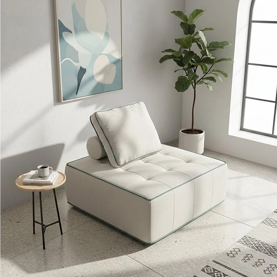 Coco Living Fotel Zen 1-osobowy – biały i szałwia