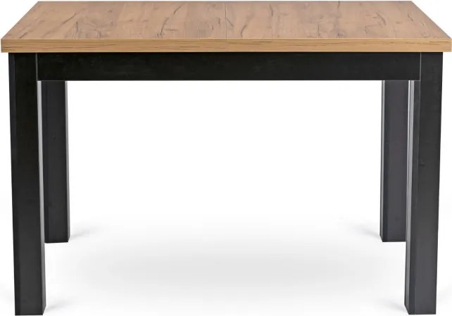 Zestaw Stół Rozkładany SKUBI 120-160 cm Dąb Craft/Czarny i 4 Krzesła Tapicerowane CHRIS Beżowe Nowoczesne