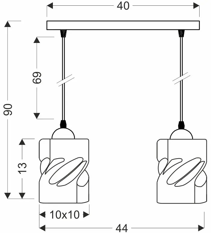 Czarna regulowana lampa wisząca szkło bursztynowe - 3X Z024 M1-K88
