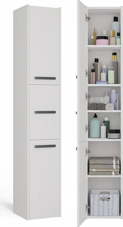 Szafka Łazienkowa SARA S33 | Biała | 30x30x170 cm | 3 Drzwi, Półki
