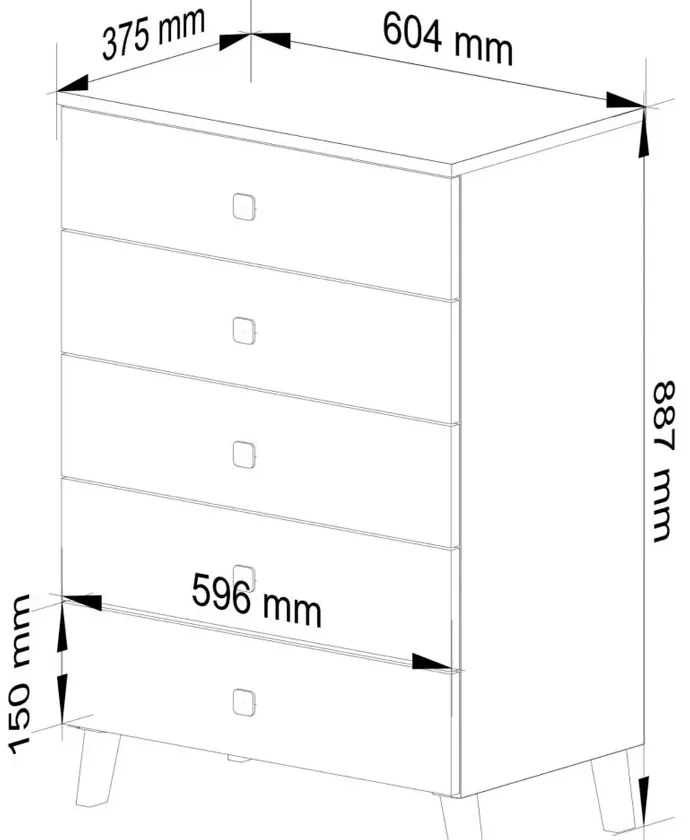 Biała Komoda Z Szufladami Na Nóżkach P2-S52