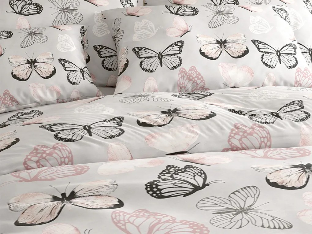 PrzytulneMieszkanie.pl PrzytulneMieszkanie.pl Pościel z mikrofibry MY BUTTERFLY jasnoszara Rozmiar pościeli: 2 szt 70 x 90 cm | 200 x 220 cm