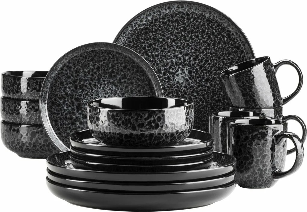 Mäser Zestaw naczyń stołowych 16 szt. FILIPPA – czarny