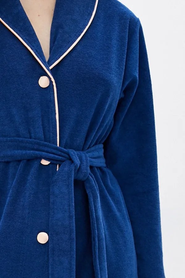 Damski szlafrok na guziki NICOLE M Beżowy