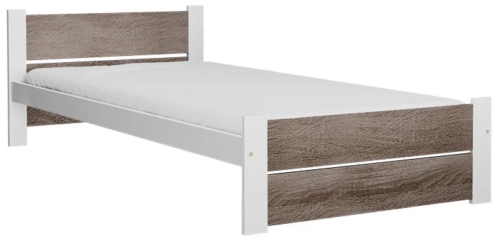 Łóżko IKAROS DOUBLE 90 x 200 cm, biały/dąb truflowy Stelaż: Ze stelażem listwowym rolowanym, Materac: Materac Sommera