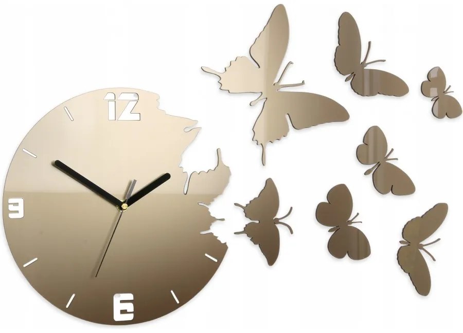 Zegar ścienny nowoczesny cichy do salonu lub sypialni akrylowy z motylami