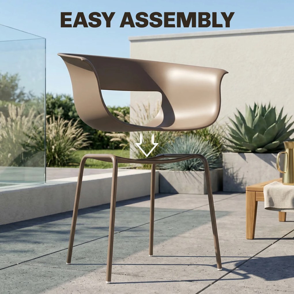 Outsunny Fotele ogrodowe 4 sztuki ergonomiczne z wycięciami podłokietniki odporne na warunki atmosferyczne kawowe | Aosom PL