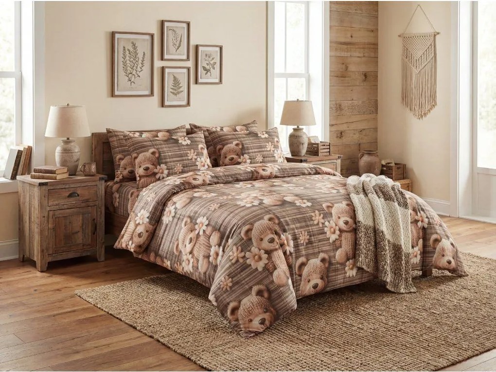 PrzytulneMieszkanie.pl PrzytulneMieszkanie.pl Pościel z mikrofibry SPRING BEAR brązowa Rozmiar pościeli: 70 x 80 cm | 140 x 200 cm