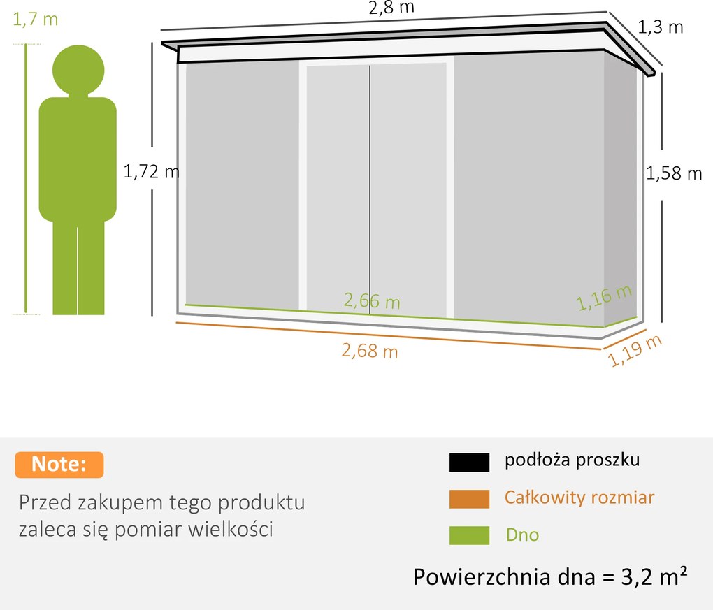 Outsunny Altana ogrodowa stalowa szopa na narzędzia z oknem i drzwiami przesuwnymi 277x130x173 cm szara | Aosom PL