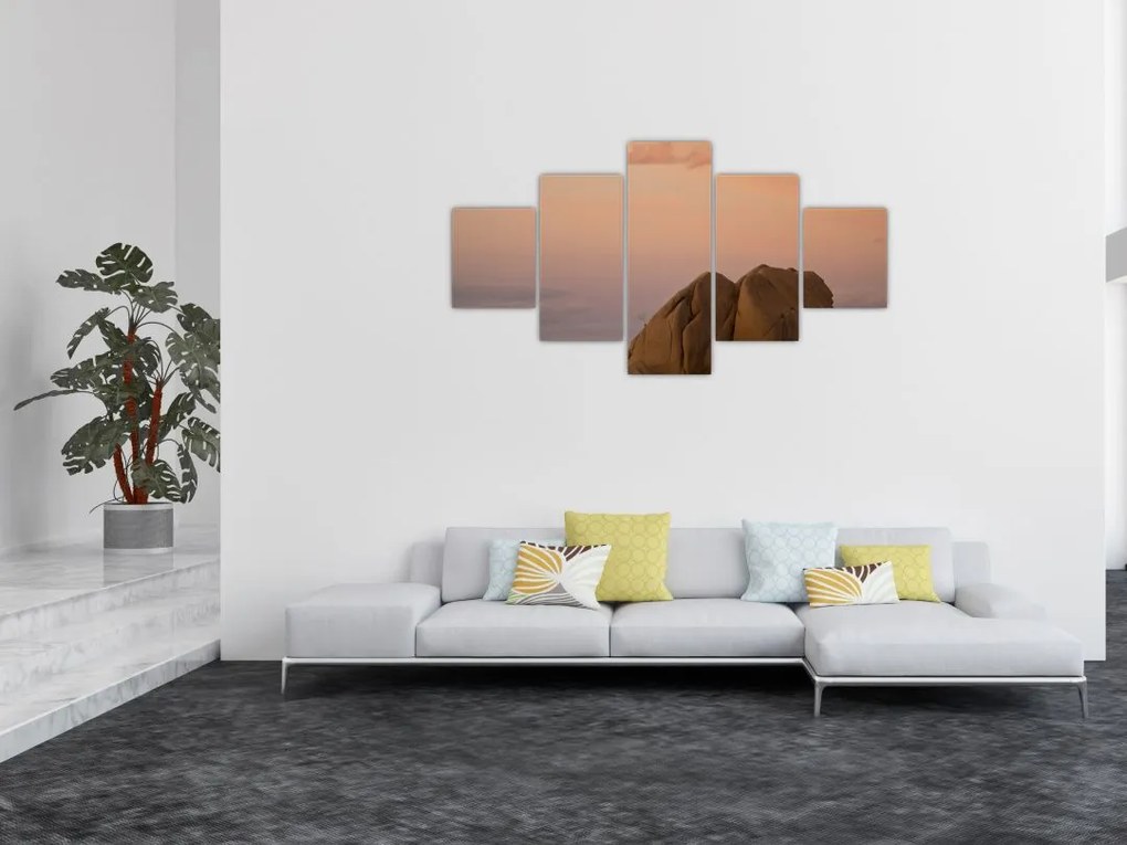Obraz zachodu słońca w skałach (125x70 cm)