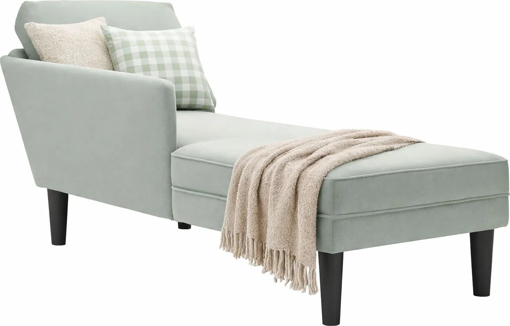 Aksamitny jasnoszary szezlong z poduszką W0-N45